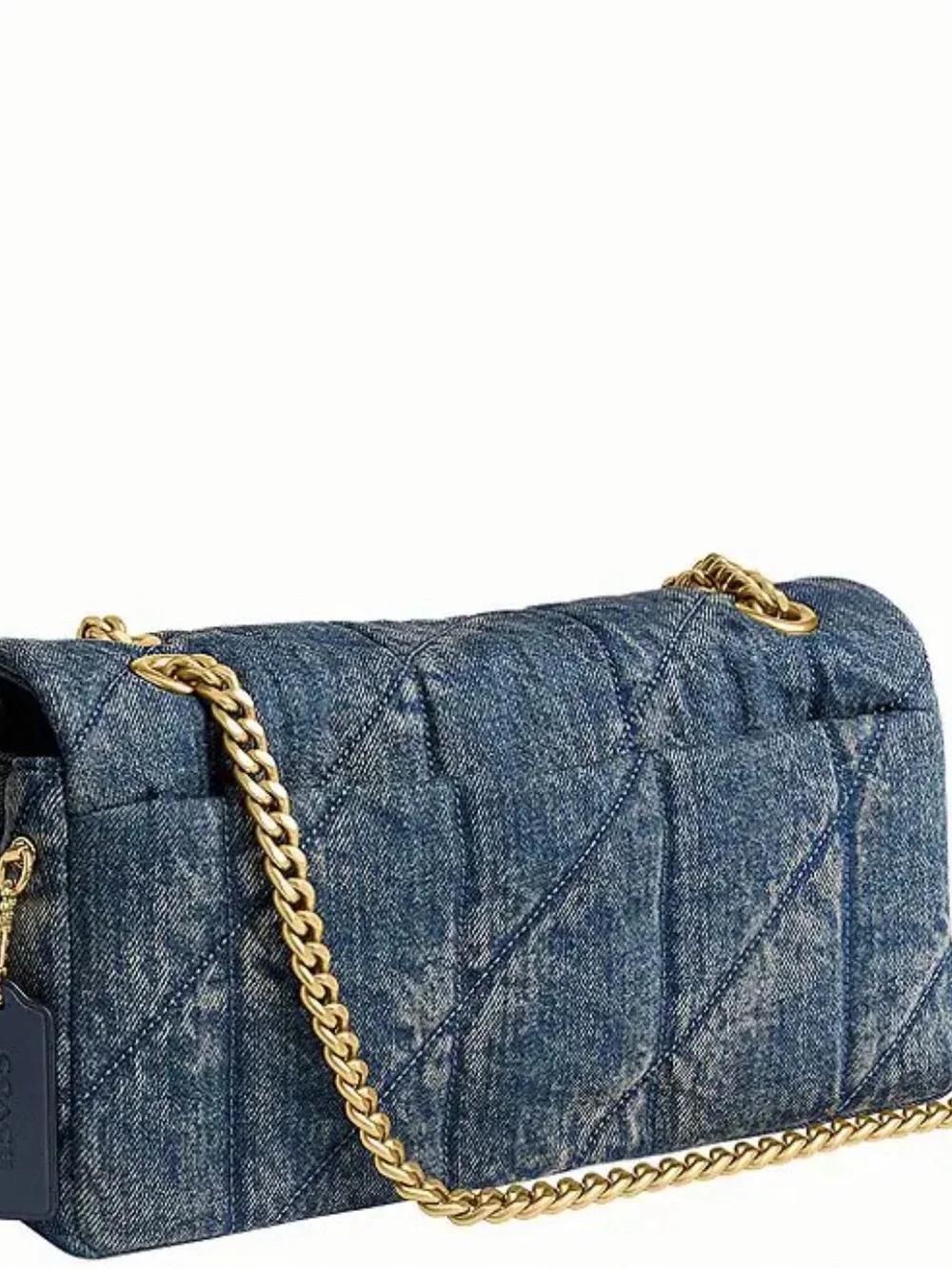 Coach Tabby 26 in Quilted Loved Denim with Gold Chain Strap